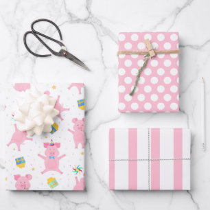 Feiern des Set zum Verpacken von Schweinepapier Geschenkpapier Set