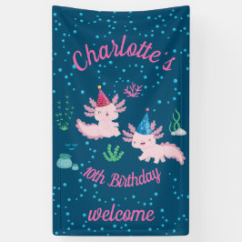 Feiern eines Niedlichen und glücklichen Axolotl Ge Banner