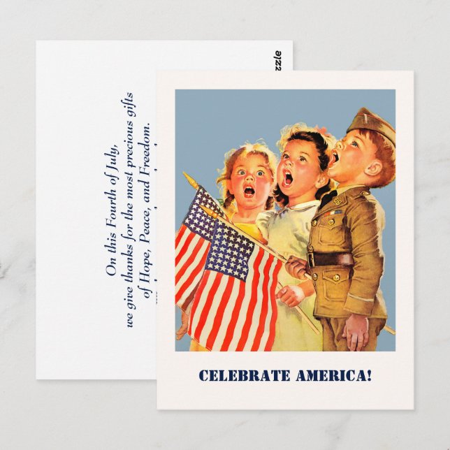 Feiern in Amerika, 4. Juli Postkarte (Vorne/Hinten)