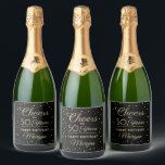 Feiern jedes Jahr Geburtstag Confetti Black Gold 5<br><div class="desc">Mit diesen speziellen Flaschenetiketten aus Schwarz und Gold-Champagner fügen Sie eine elegante personalisierte Touch in die Geburtstagsgeschmack. Design verfügt über moderne Skript-Kalligrafie anpassbar "Cheers to 50 Years" und Gold-Imitat-Folie Konfetti Punkte auf einem schwarzen Hintergrund. Bitte beachten Sie, dass Text gedruckt ist, nicht metallische Folie. Dieses Template ist für eine goldene...</div>