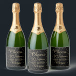 Feiern jedes Jahr Geburtstag Confetti Black Gold 5<br><div class="desc">Mit diesen speziellen Flaschenetiketten aus Schwarz und Gold-Champagner fügen Sie eine elegante personalisierte Touch in die Geburtstagsgeschmack. Design verfügt über moderne Skript-Kalligrafie anpassbar "Cheers to 50 Years" und Gold-Imitat-Folie Konfetti Punkte auf einem schwarzen Hintergrund. Bitte beachten Sie, dass Text gedruckt ist, nicht metallische Folie. Dieses Template ist für eine goldene...</div>