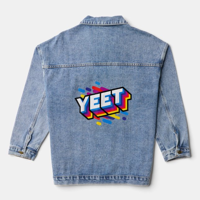 Feiern Jeet Kid's trendiger Meme Slogan Yeetin Jeansjacke (Rückseite)