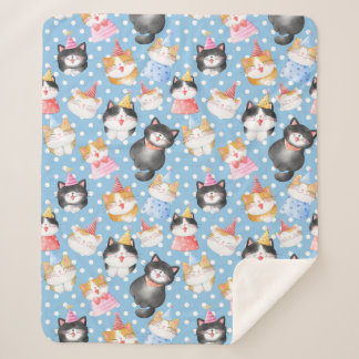 Feiern Katzen auf Blue Polka Docks Sherpadecke