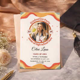 Feiern mit Groovy Retro Graduation Einladungen