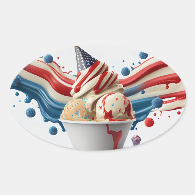 Feiern mit Red White Blue Ovaler Aufkleber (Vorderseite)