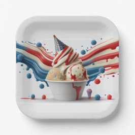 Feiern mit Red White Blue Pappteller