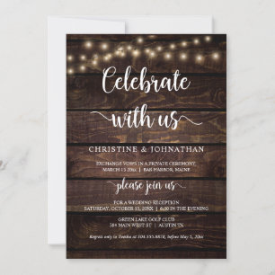 Feiern mit uns, Rustic Elopement Party Invitati Einladung