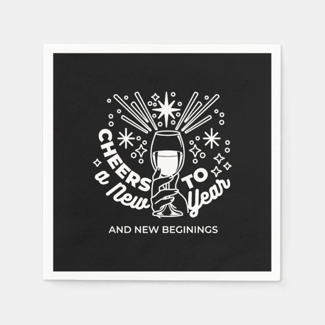 Feiern Neuer Anfang Weinglas Illustration Serviette (Vorderseite)