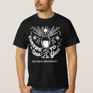 Feiern Neuer Anfang Weinglas Illustration T-Shirt