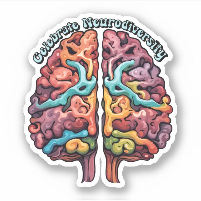 Feiern Neuroversity farbiges Gehirn Aufkleber (Vorderseite)