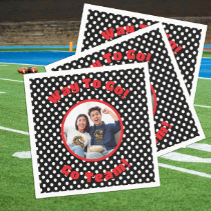 Feiern Schwarz/Weiß Polka Dots Red Trim Serviette