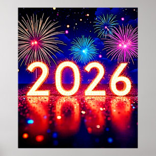 Feiern Sie 2026: Helle Zukunft Funken Design Poster