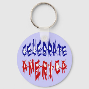 Feiern Sie America Flag Font #2 Schlüsselanhänger