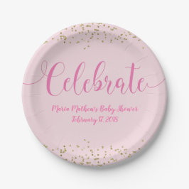 Feiern Sie Babyparty-Baby-Rosa-Gold Pappteller