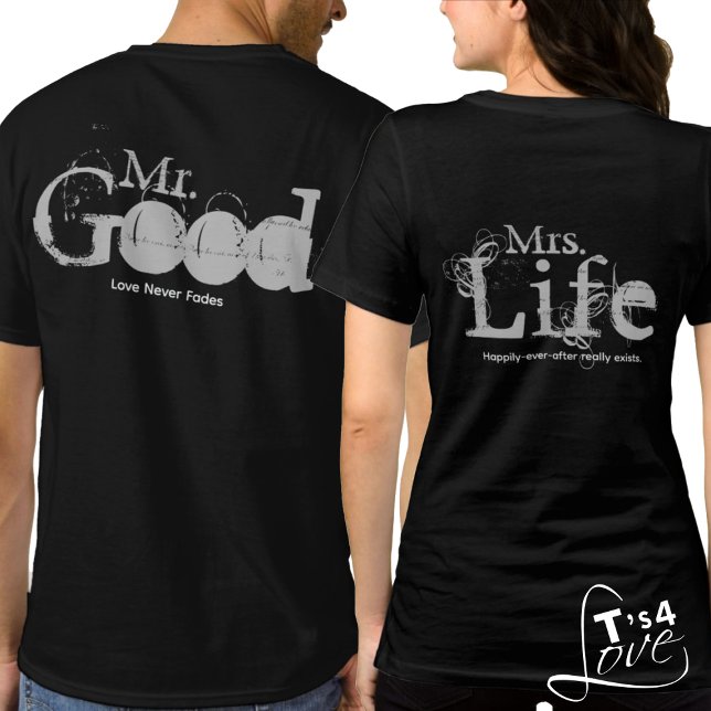 Feiern Sie das gute Leben: Mr. & Mrs. T-Shirt (✨ Mr & Mrs Living the Good Life! Customizable and stylish for any couple. (sold separately.))