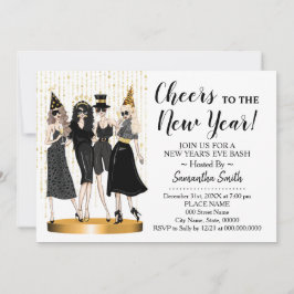 Feiern Sie das New Year Glitzer Girls Night Out Einladung
