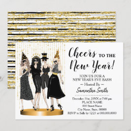 Feiern Sie das New Year Glitzer Girls Night Out Einladung