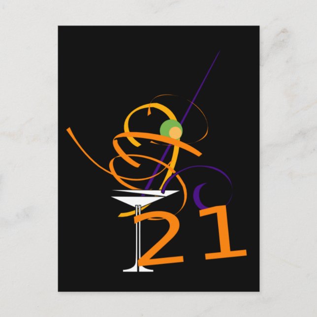 Feiern Sie den 21. Cocktail Postkarte (Vorderseite)