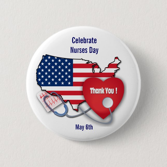 Feiern Sie den Krankenstag. USA Patriotic Button (Vorderseite)