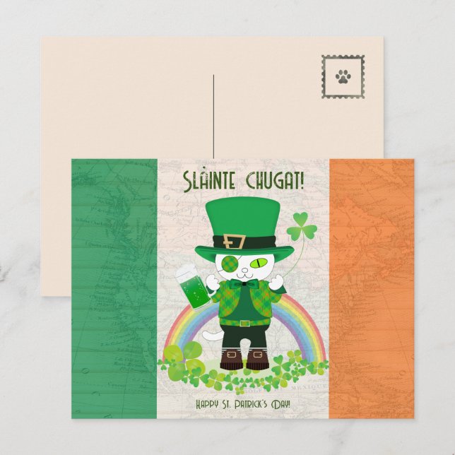 Feiern Sie den St. Patrick's Day mit einer glückli Postkarte (Vorne/Hinten)