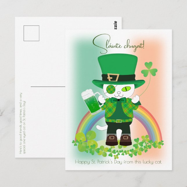 Feiern Sie den St. Patrick's Day mit einer glückli Postkarte (Vorne/Hinten)
