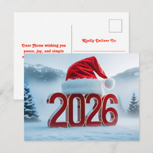 Feiern Sie die Ankunft von 2026 mit festlichem Win Feiertagspostkarte