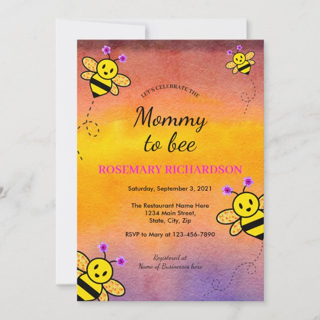 Feiern Sie die Einladung von Mommy to Bee Baby Sho (Vorderseite)