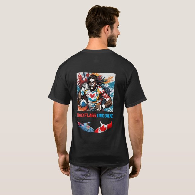 Feiern Sie Einheit mit unseren "Zwei Flaggen - Ein T-Shirt (Schwarz voll)