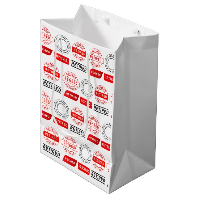 Feiern Sie! Fun Retiree Geschenktasche Mittlere Geschenktüte (Vorderseite Schrägansicht)