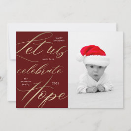 Feiern Sie Hoffnung Gold-Script-Urlaubskarte Feiertagskarte