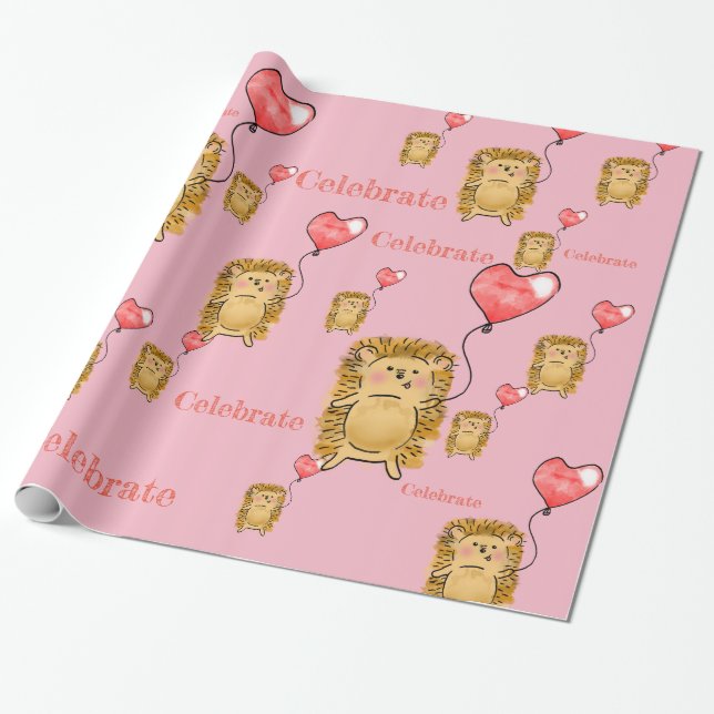 Feiern Sie Igel Geschenkpapier (Ungerollt)