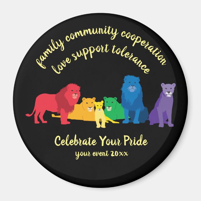 Feiern Sie Ihren Pride-Rainbow-Löwe Magnet (Vorne)