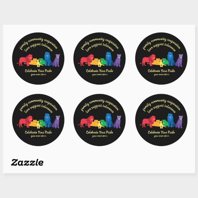 Feiern Sie Ihren Pride-Rainbow-Löwe Runder Aufkleber (Blatt)