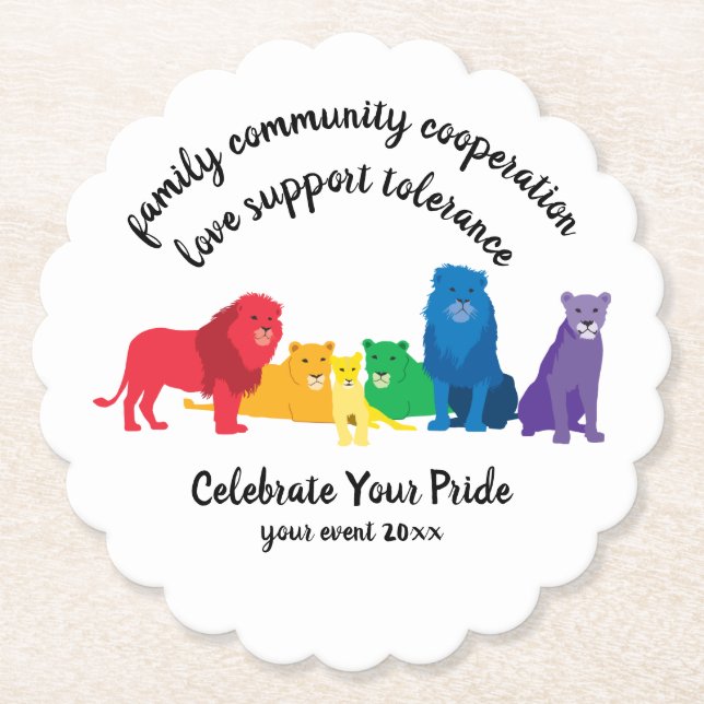 Feiern Sie Ihren Pride-Rainbow-Löwe Untersetzer (Vorderseite)