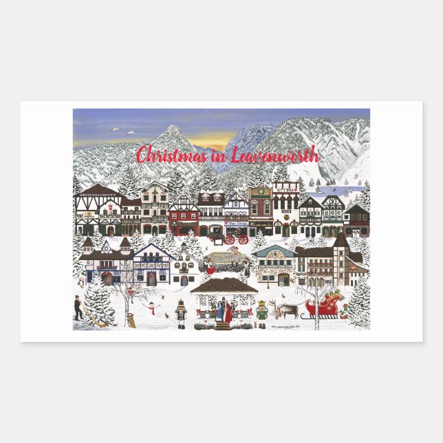 Feiern Sie Ihren Urlaub in Leavenworth Rechteckiger Aufkleber (Vorderseite)