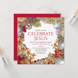FEIERN SIE JESUS Christlicher Kranz Weihnachtsfeie Einladung