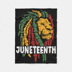 Feiern Sie Juneteenth Löwe Afroamerikanische Freih Fleecedecke
