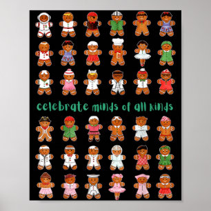 Feiern Sie Köpfe aller Art Lebkuchen Autismus Auf Poster