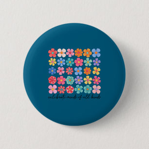 Feiern Sie Köpfe verschiedener Blumen Neurodiversi Button