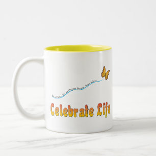 Feiern Sie Leben-Schmetterling Zweifarbige Tasse