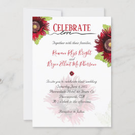 Feiern Sie Liebe roter Mohn mit Blätter Blumenbeet Einladung