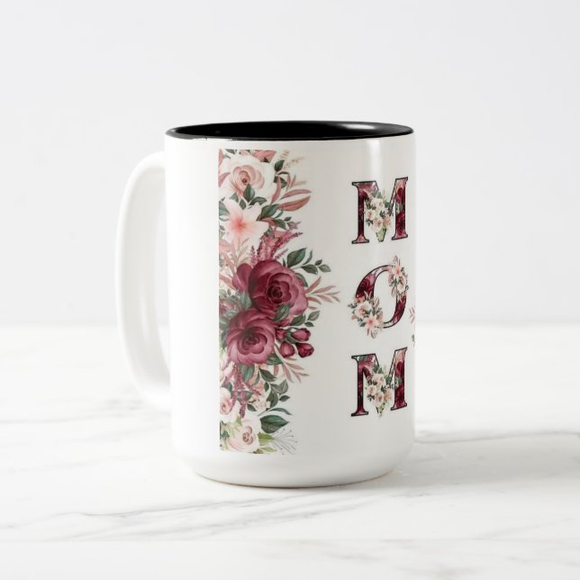 Feiern Sie Mama mit Blume! Blumendesign (Gif) Zweifarbige Tasse (Vorderseite Links)