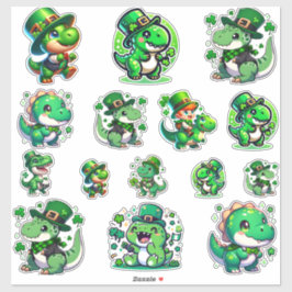 Feiern Sie mit Style-St. Patrick's Day Dinosaur Aufkleber