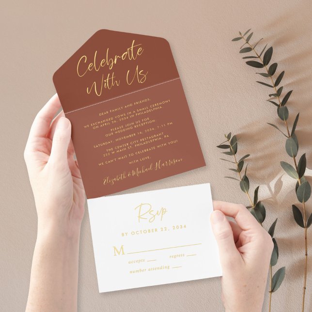 Feiern Sie mit uns an der Schwarzen Hochzeitsempfe All-in-One-Einladung (Von Creator hochgeladen)