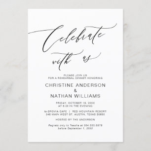 Feiern Sie mit uns, Black, Wedding Probe Dinner Einladung