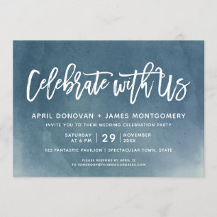 Feiern Sie mit uns Bürsten-Typografie-Hochzeit Einladung
