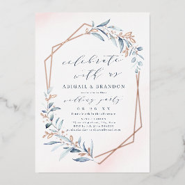 Feiern Sie mit uns! Dusty Greenery Rose Gold Party Folieneinladung