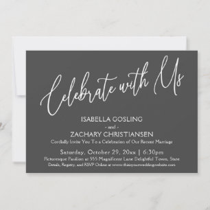 Feiern Sie mit uns Elegant Handwriting Dunkelgrau Einladung