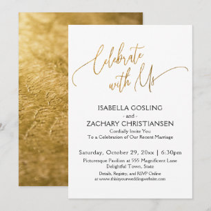 Feiern Sie mit Uns Elegante Gold Handschrift Party Einladung