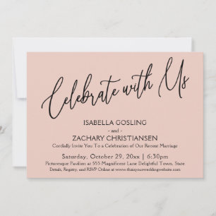 Feiern Sie mit uns Elegante Handschrift Blush Rosa Einladung